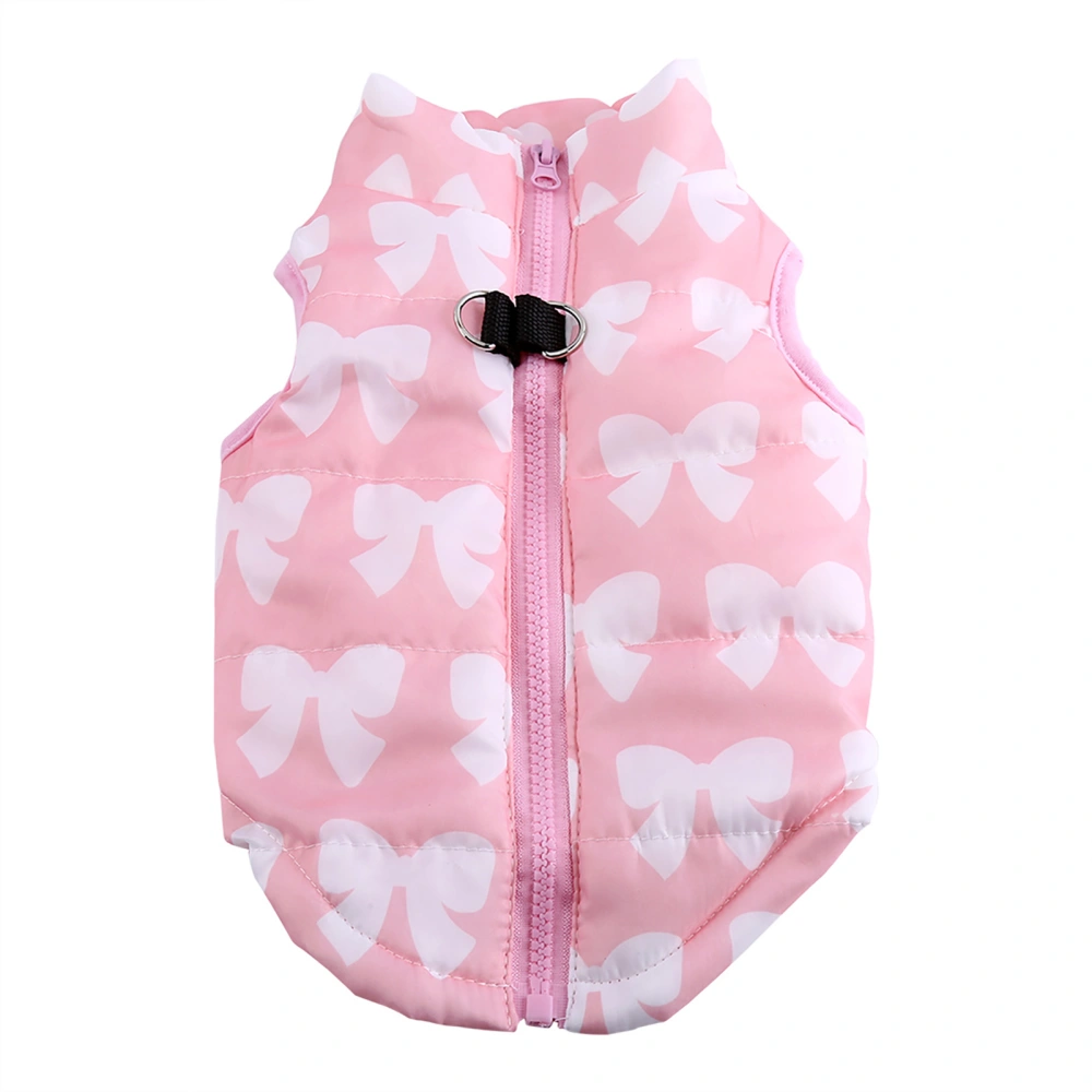 Pet Jacket Vest Cotton Bowknot Winter Fall Warm Windproof Coat Clothing Apparel (Pink XS)