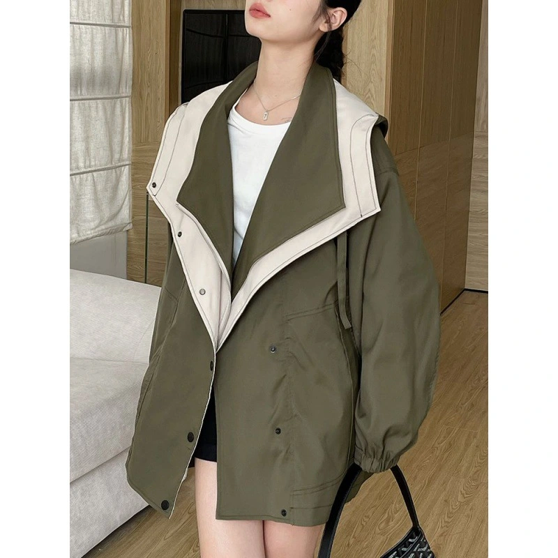 Mid Length Trench Coat for Women Spring and Autumn Wear Casual and Popular Work Clothes Fashionable Long Sleeved Jacket