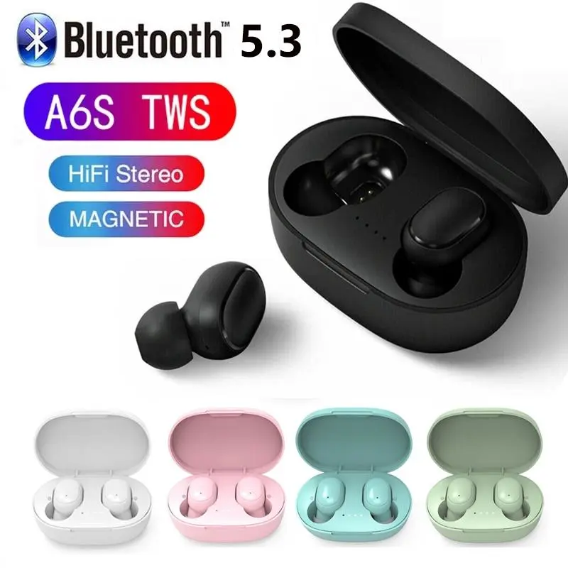 A6S TWS Bluetooth 5.3 Earphone Noise Cancelling Headset With Mic Handsfree Earbuds Wireless Mini Earbuds