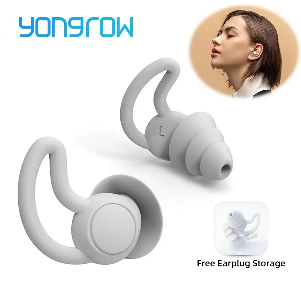 Yongrow Anti-noise Ear Plugs Silicone Gray Soundproof Noise Reduction Soft Foam Sleeping Earplugs