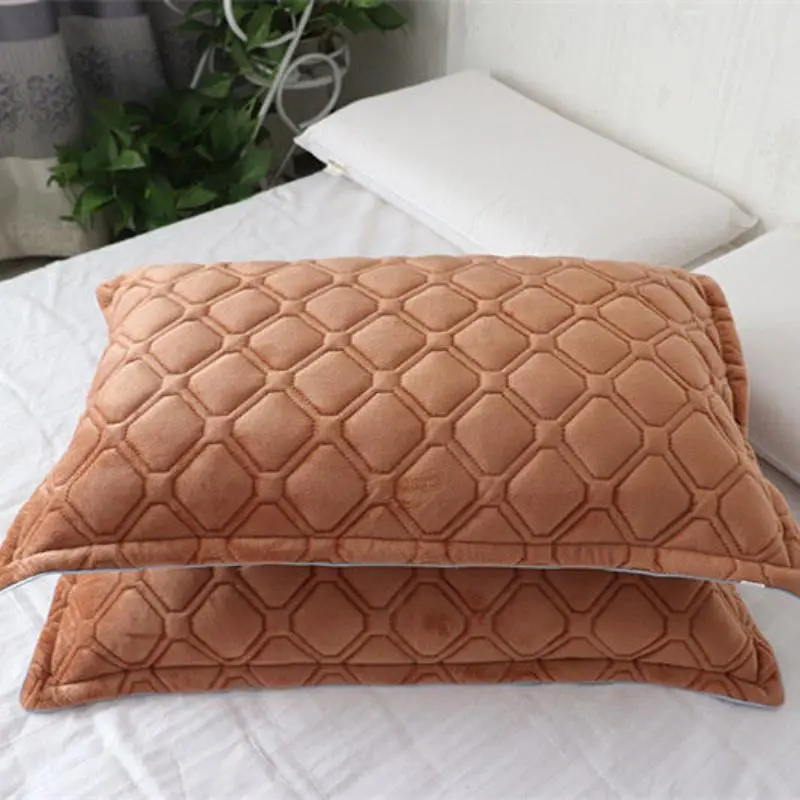 Crystal Velvet Pillowcase Solid Color Warm Pillow Cases Decor Home Pillow Covers Bedding Flannel Thick Bed Pillowcases 48x74cm