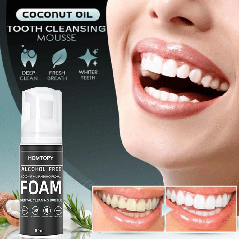 Coconut Bamboo Charcoal Foam Mousse Toothpaste Tooth Stains Brightening