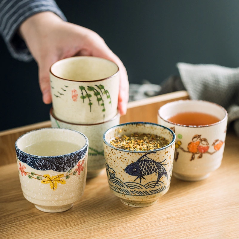 Japanese Style Retro Ceramic Small Pastoral Bird And Beast Tea Cup