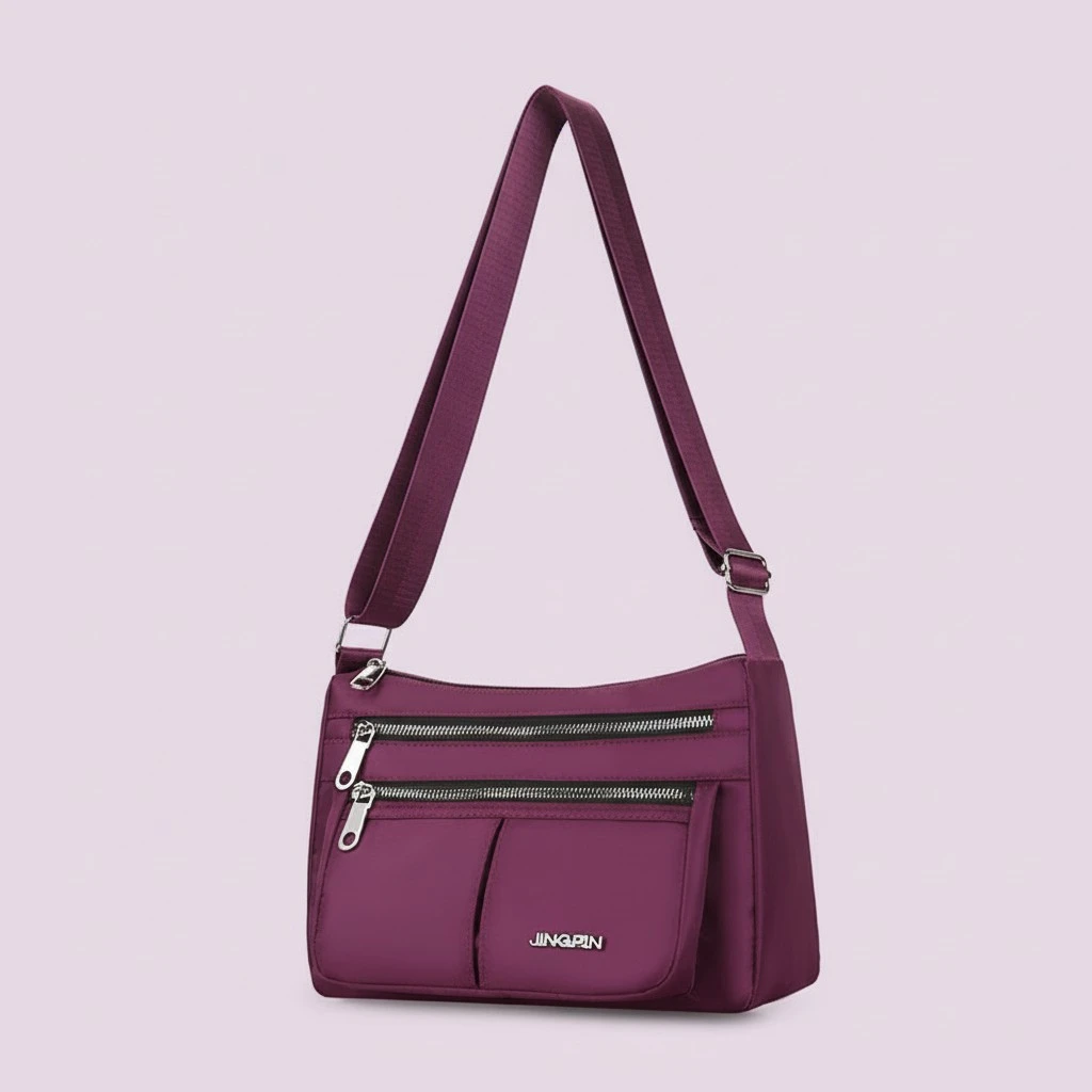 Large Capacity Shoulder Bags With Three Layers Of Zipper Design Women's Nylon Crossbody Bag Outdoor Shopping Mummy Messenger Bag