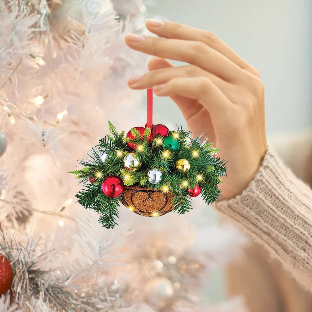 Home Christmas Tree Flower Basket Hanging Basket Shape Decorations Pendant