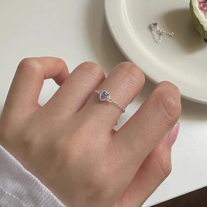 Niche Simple Personalized All-match Pull-out Color Zircon Ring