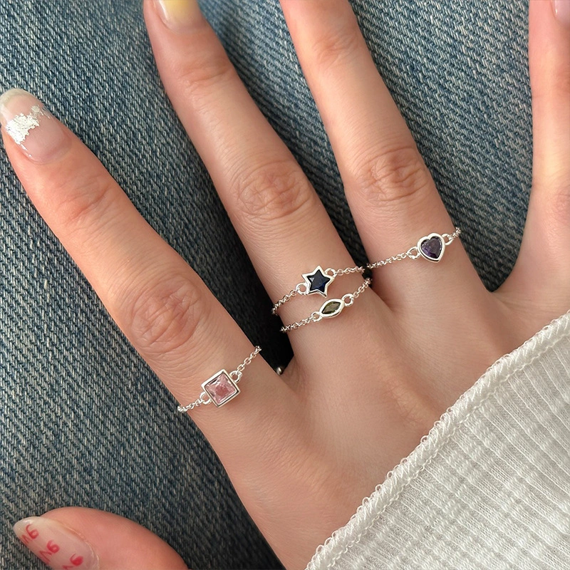 Niche Simple Personalized All-match Pull-out Color Zircon Ring