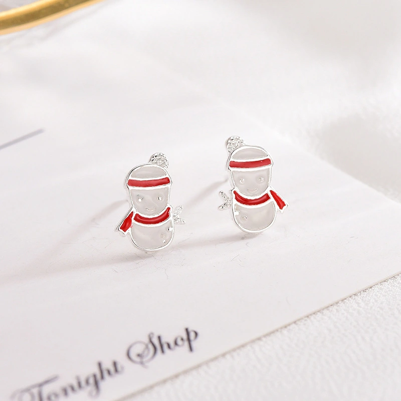 Cute Christmas Snowman Stud Earrings For Women