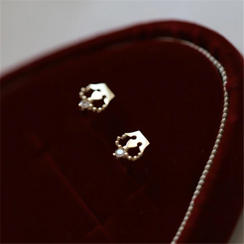 S925 Silver Plating 14K Gold Crowns Sterling Silver Stud Earrings