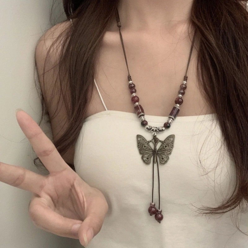 Chinese Ethnic Style Butterfly Necklace Women's Advanced Design Sense