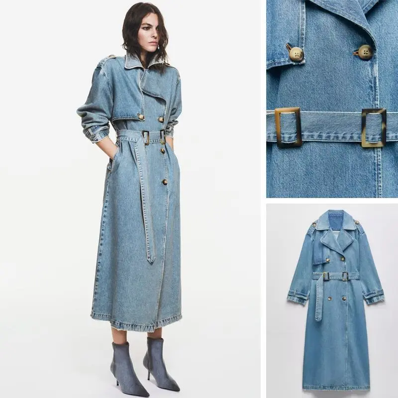 Fashion Double Breasted Belt Trench Coat