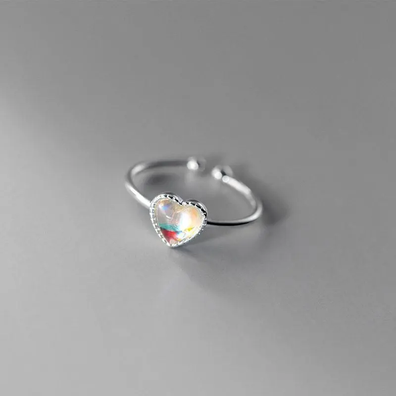 Women's Love Colorful Open-end Zircon Ring