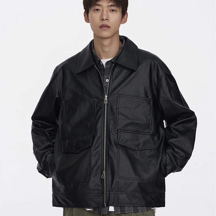 Retro Cityboy Autumn Workwear PU Leather Jacket