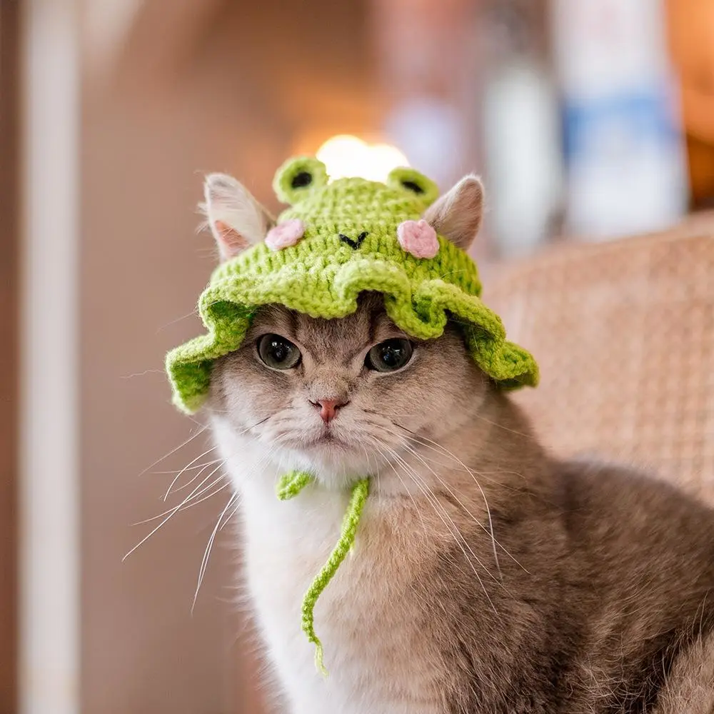 Maid Horn Lace Pet Cat Knitted Hat