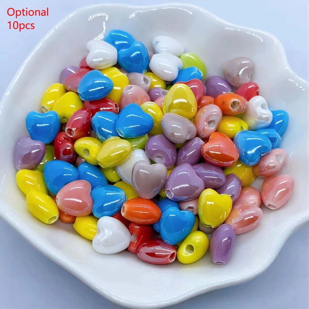 Small Heart Ceramic Beads Loose Beads High Temperature Fired Handmade Jewelry Accessories