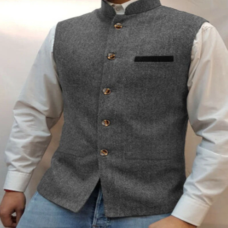 Herringbone Pattern Men's Casual Business Vest Groom Clothing