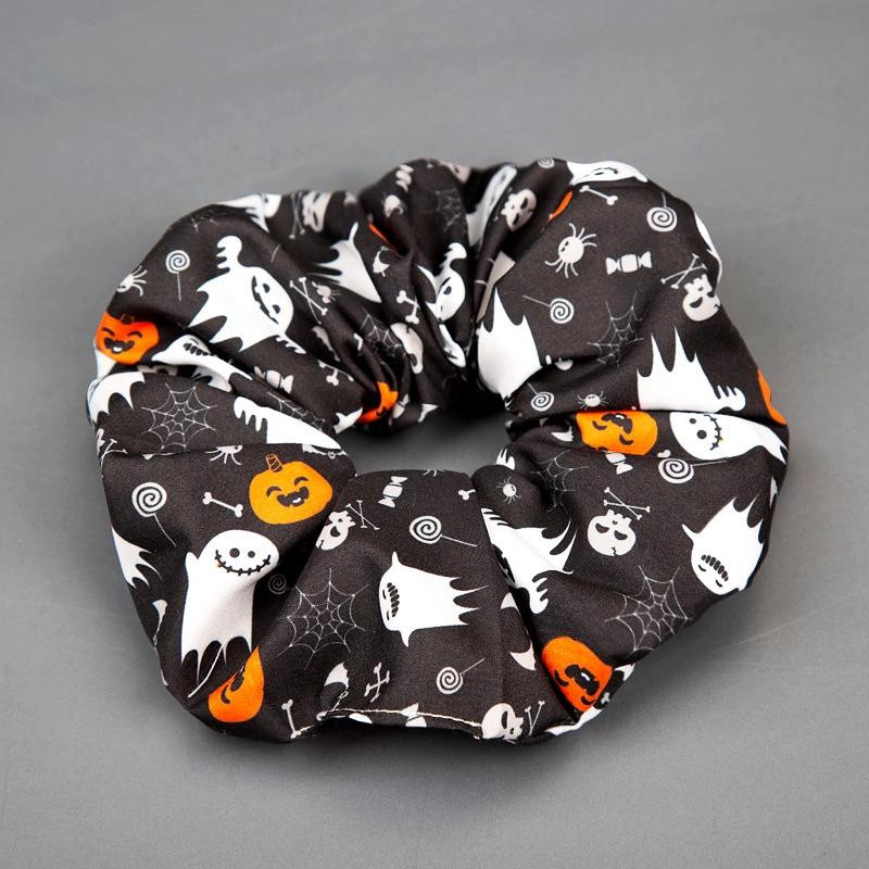 Halloween Series Cartoon Printed Wide-brimmed Pleated Hair Ring