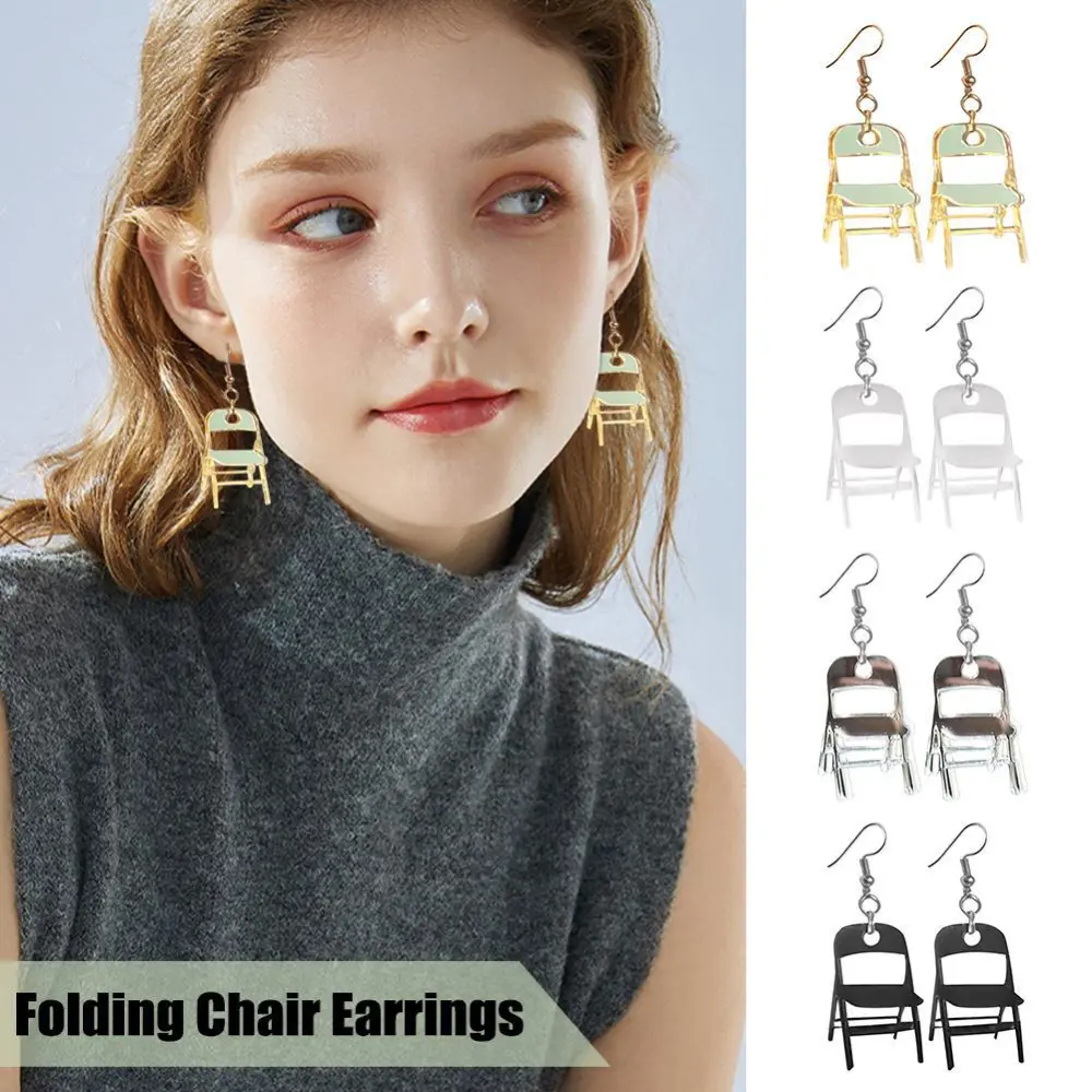 Alloy Three-dimensional Folding Chair Earrings