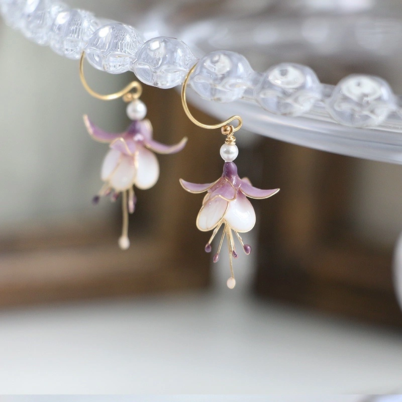 Pure Handmade Flower Liquid Earrings