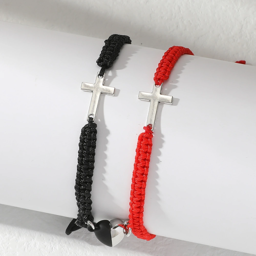 Men's And Women's Fashion Cross Love Magnetic Bracelet Set