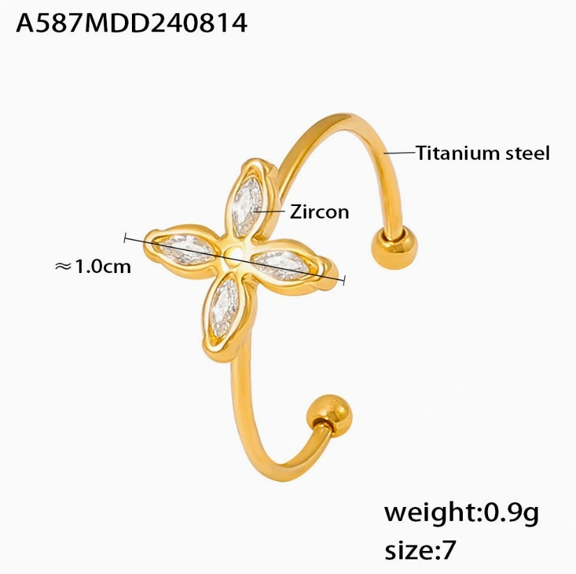 Lucky Four-Leaf Clover Titanium Steel Ring