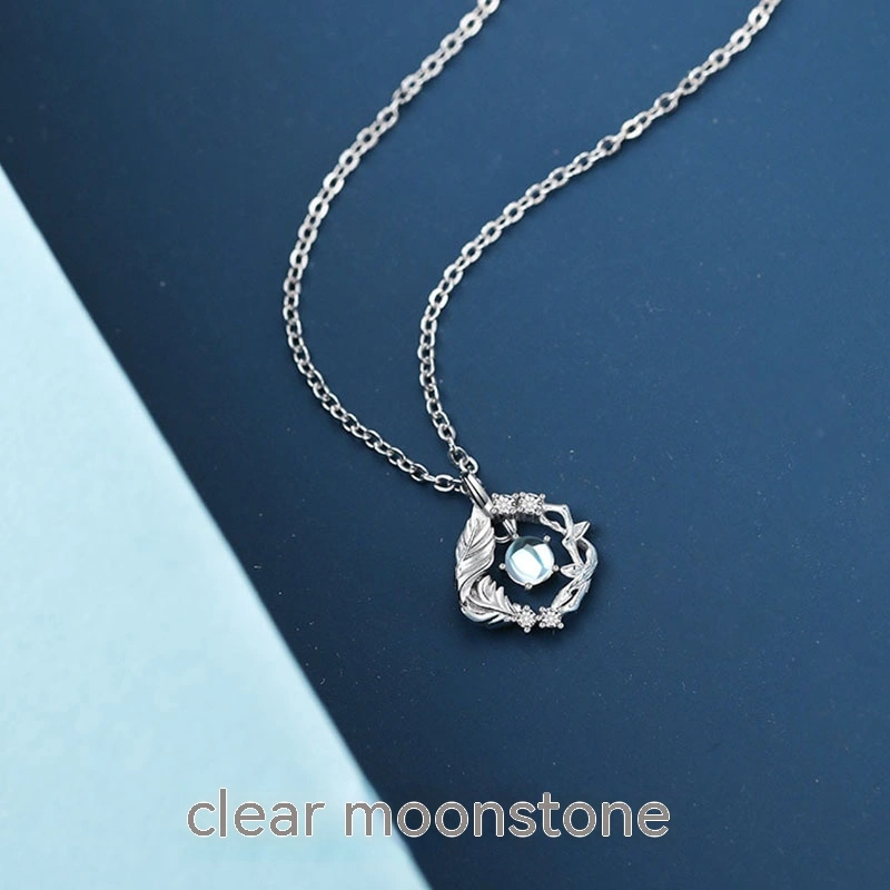 S925 Sterling Silver Moonstone Light Luxury Minority Necklace