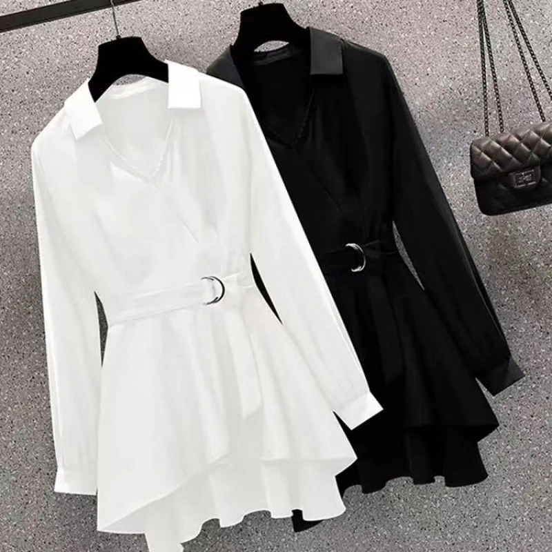 Large Size Women's Clothing Fashionable Fitted Waist Figure Flattering Shirt