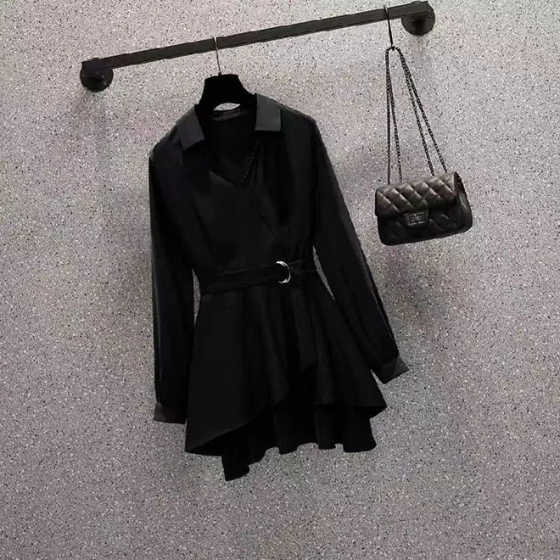 Large Size Women's Clothing Fashionable Fitted Waist Figure Flattering Shirt