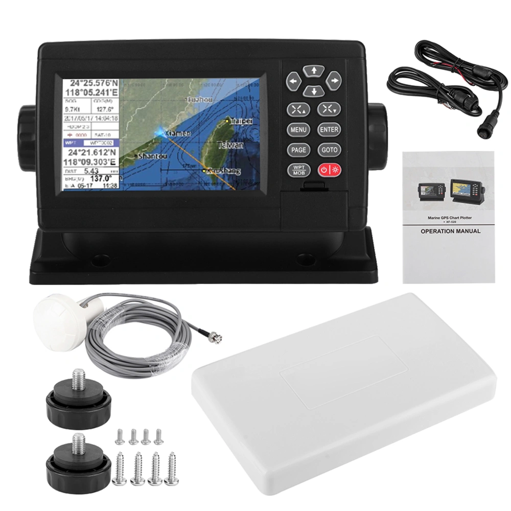 5in Marine Satellite GPS Navigator Color LCD Display XF‑520 Dual‑Mode Positioning Boat Chart Plotter