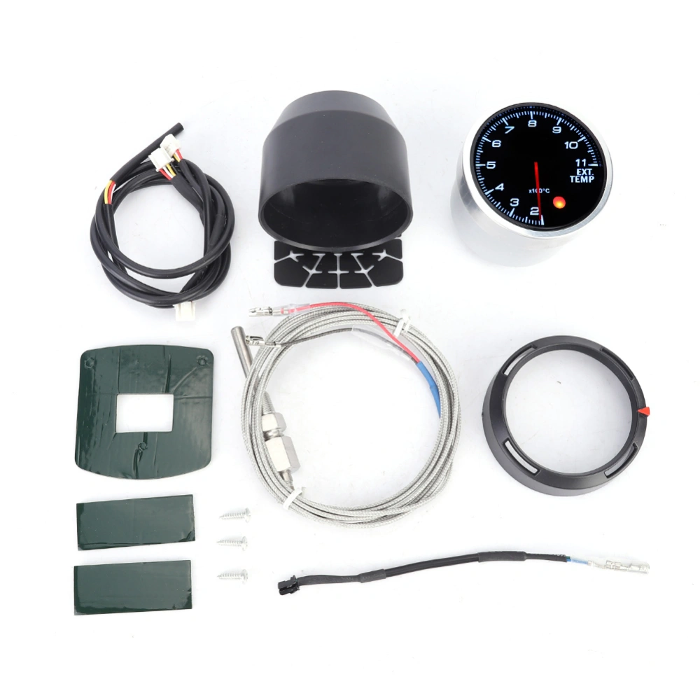 BuyWeek 2.5in Exhaust Temperature Gauge Aluminum with Colorful Backlight Automobile Modification Instrument