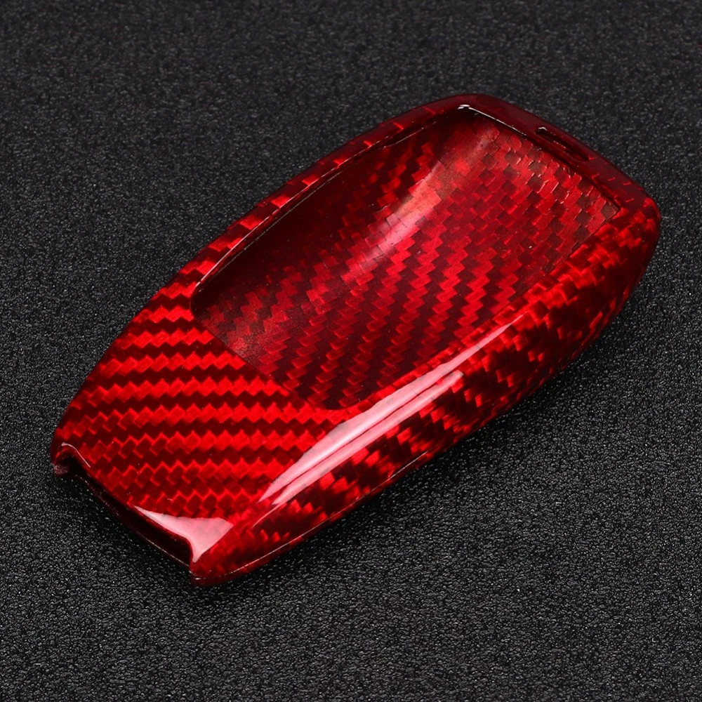 BuyWeek Red Carbon Fiber Remote Key Housing Case Cover Fits for Mercedes Benz E class W213 16-18