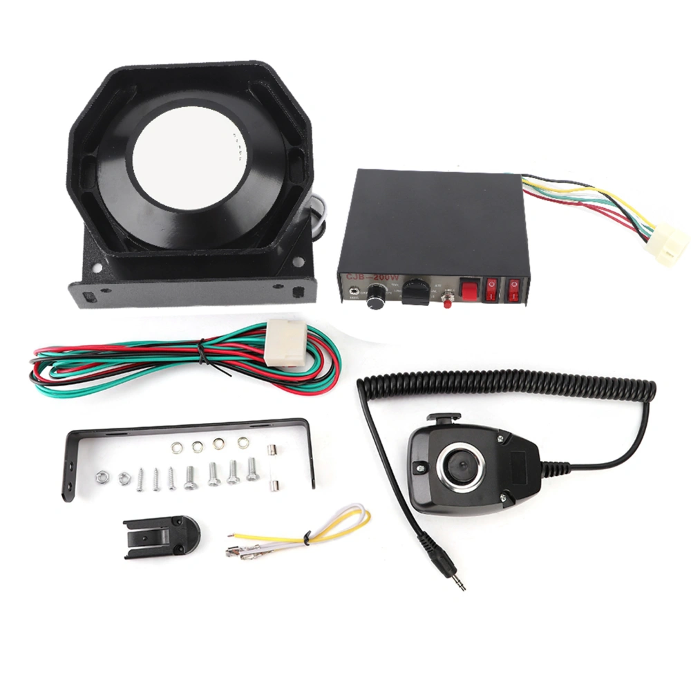 DC12V 200W Sound Loud Car Warning Alarm for Police Fire Siren Horn PA Speaker MIC System