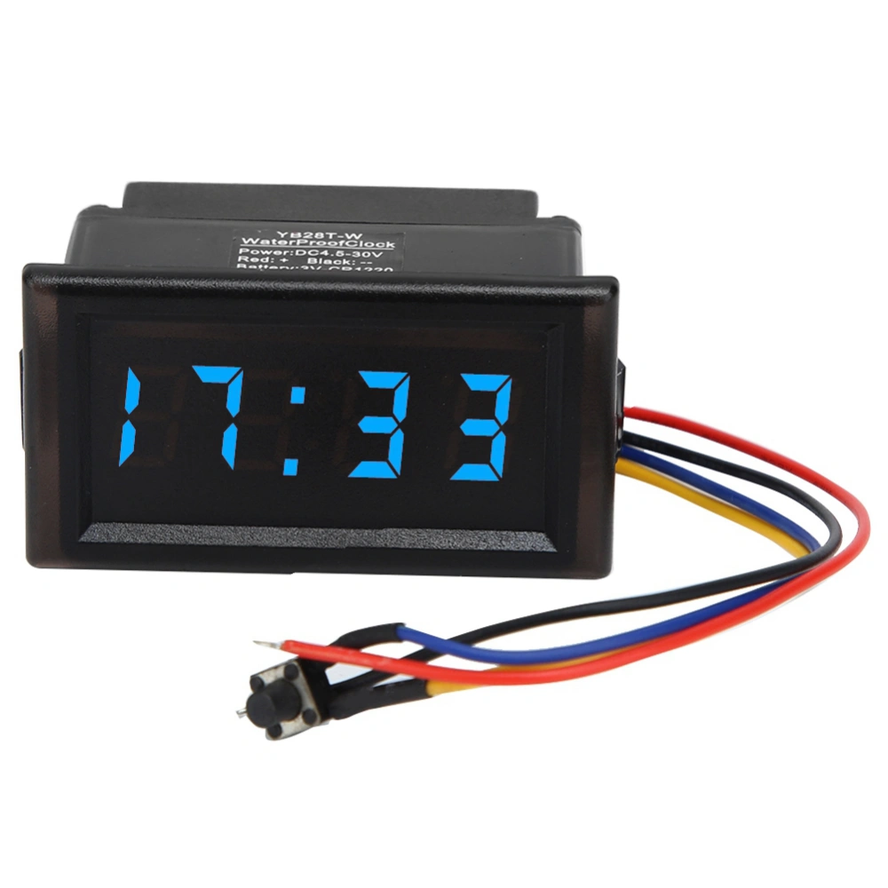 DC4.5-30V Waterproof Dustproof Car Auto Electronic Clock LED Digital Display (Blue)