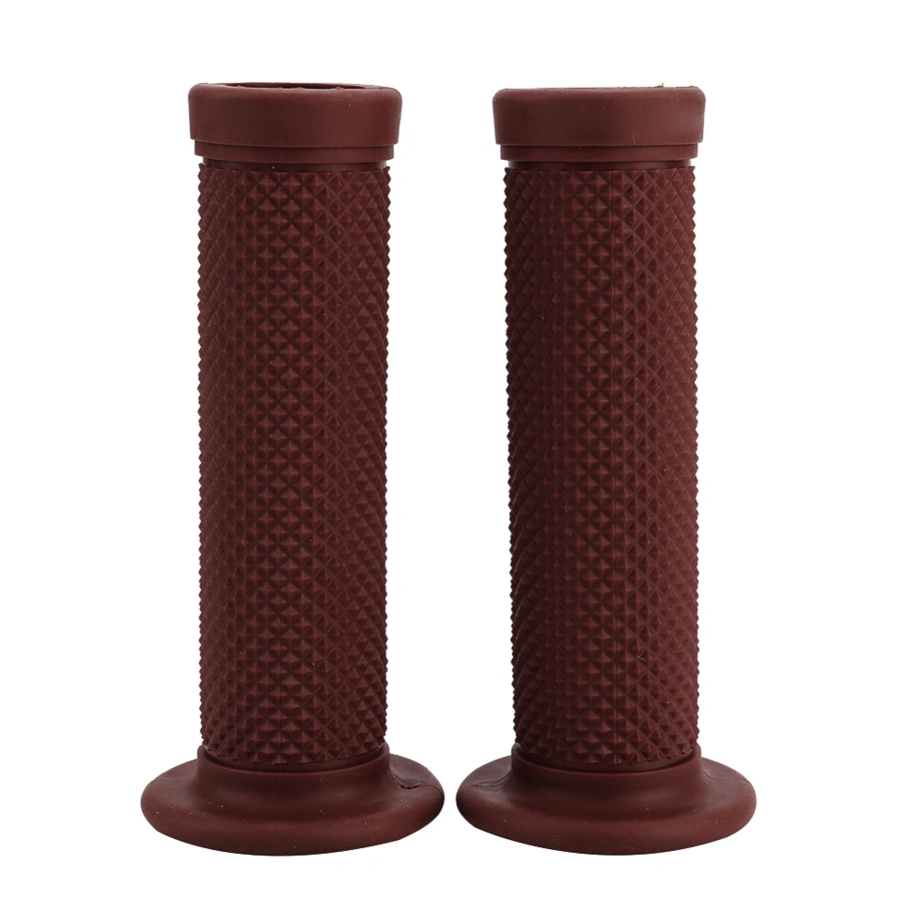 2Pcs 22mm Universal Vintage Motorcycle Handlebar Grips Star Decor Handle Bar Ends(Red Brown)