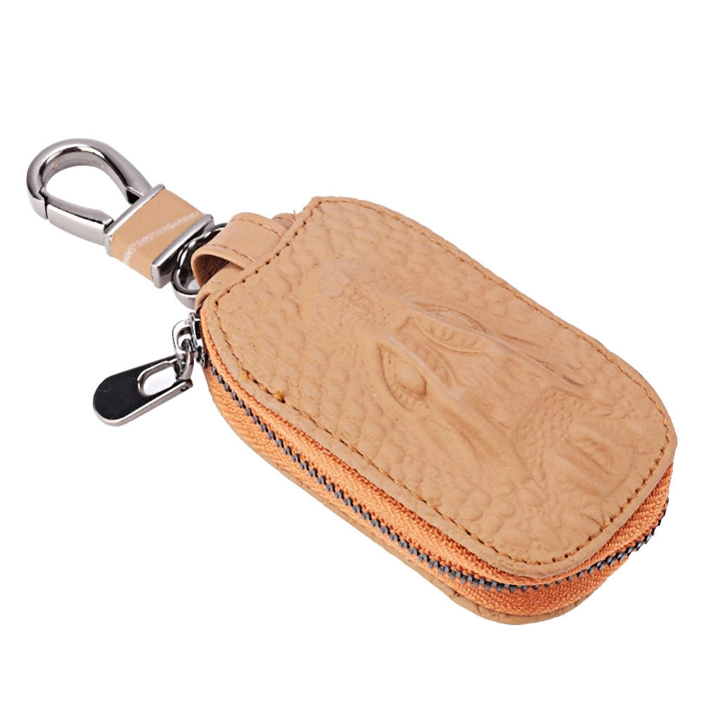 Leather Car Key Case Car Smart Key Chain Keychain Holder Zipper Bag for Remote Key