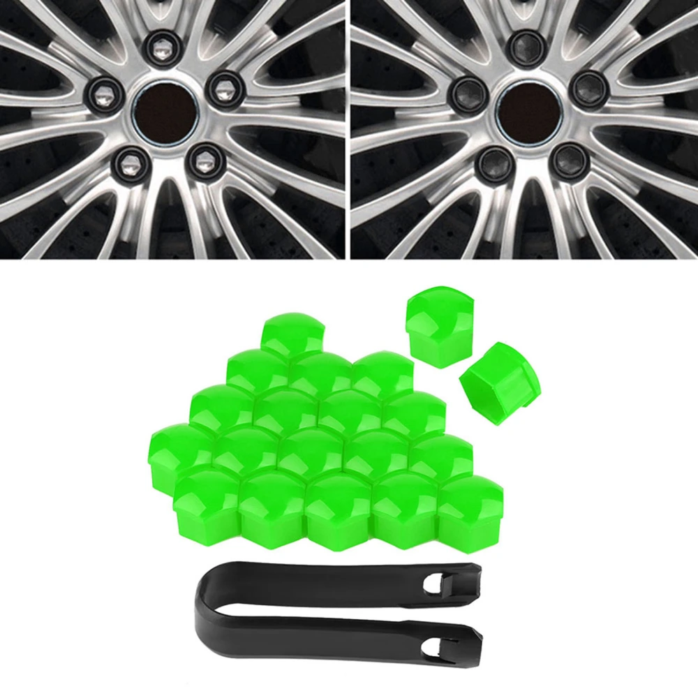 20pcs 19mm Car Wheel Nut Caps Auto Hub Screw Cover Bolt Rims Exterior Protection (Green)