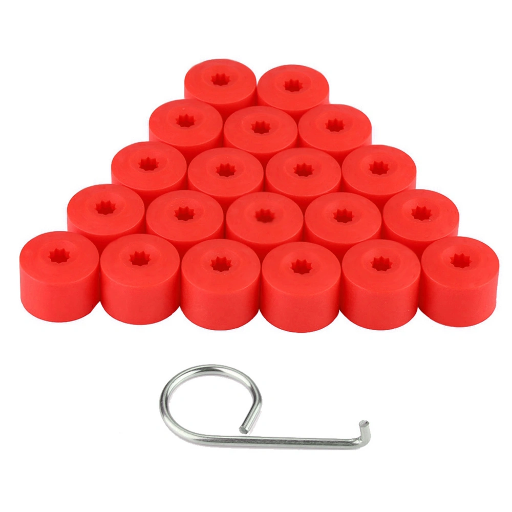 BuyWeek 20pcs 17mm Nut Car Wheel Auto Hub Screw Protection Antitheft Cover Cap Red