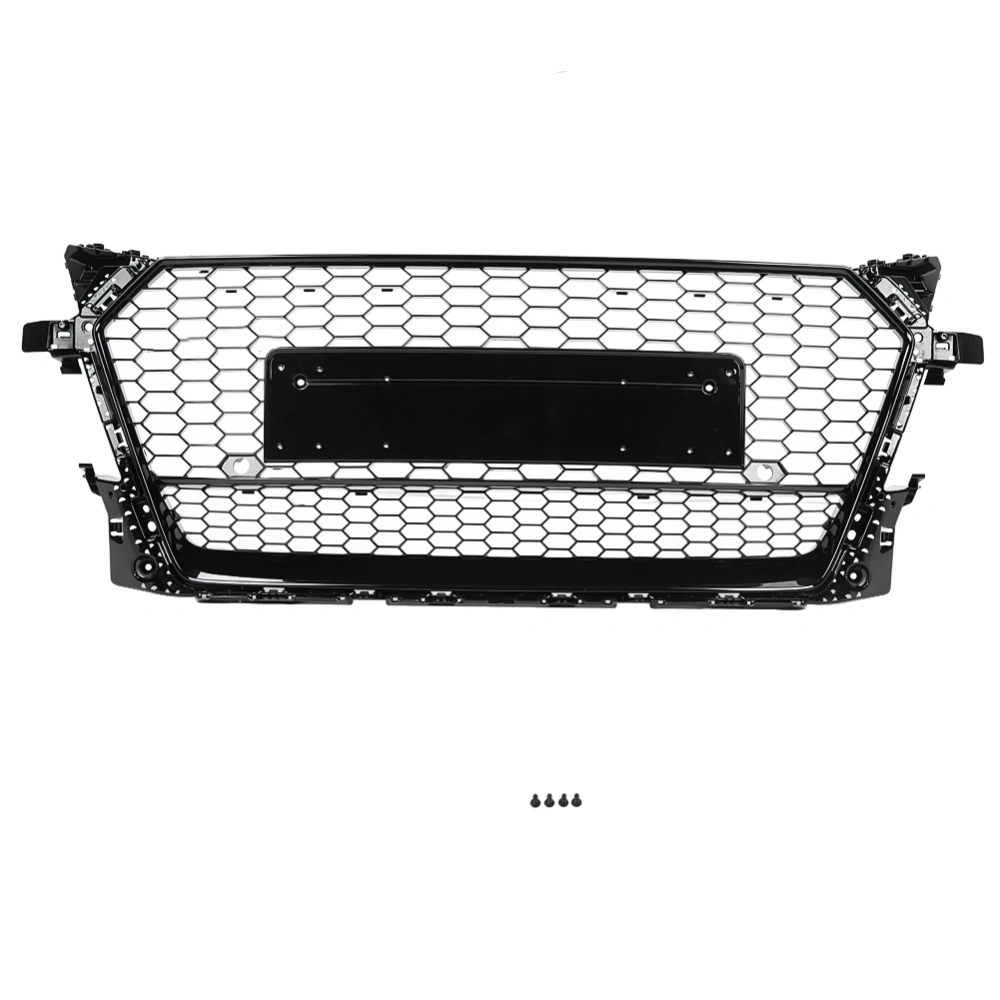 BuyWeek For TTRS Style Front Sport Hex Mesh Honeycomb Hood Grill Black for Audi TT/TTS 8S 15-18