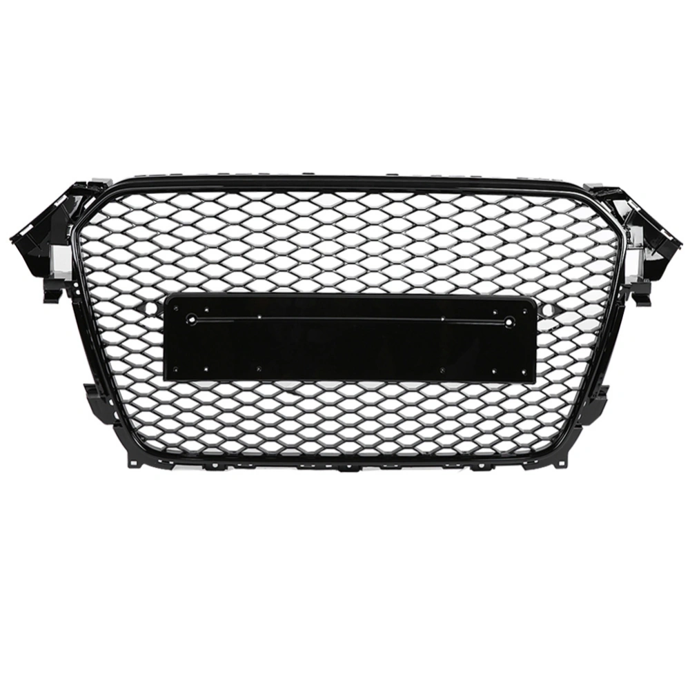 BuyWeek For RS4 Style Front Sport Hex Mesh Honeycomb Hood Grill Gloss Black for Audi A4/S4 B8.5 13-16