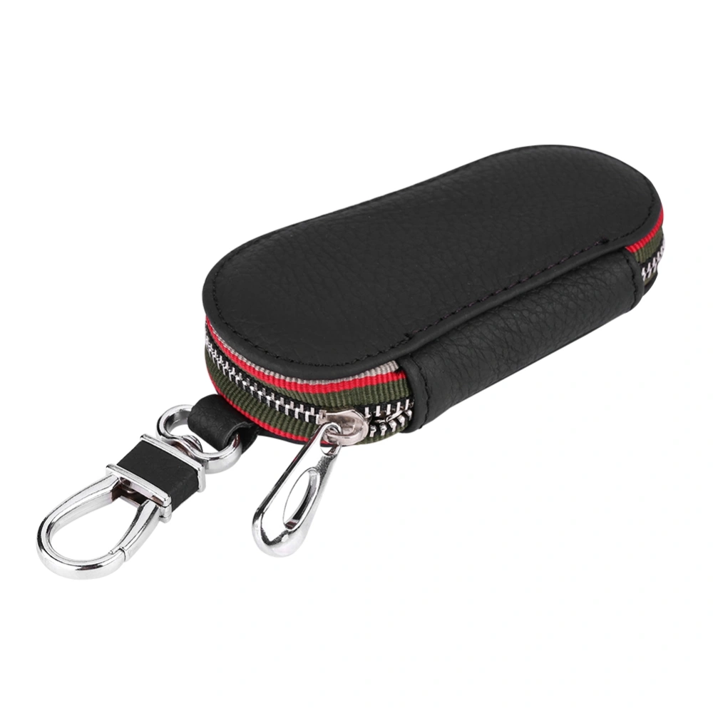 Universal Car Auto PU Leather Zipper Key Case Holder Storage Bag Cover Black