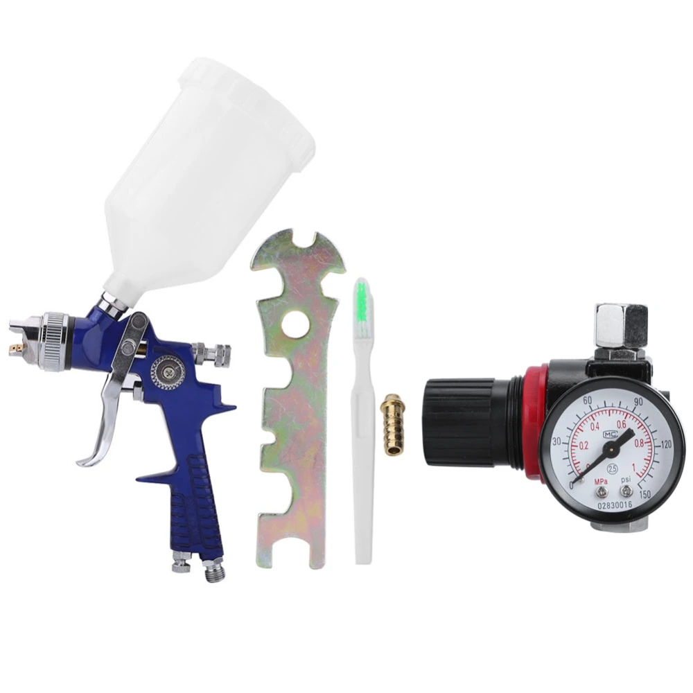 1.4mm Nozzle 600CC Car Gravity Feed HVLP Air Paint Spray Gun with Regulator