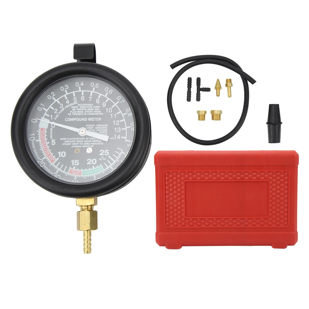 Car Vacuum Fuel Pump Tester Gauge with 14mm 18mm Manifold Fittings Pressure Diagnostics Leakage Tester