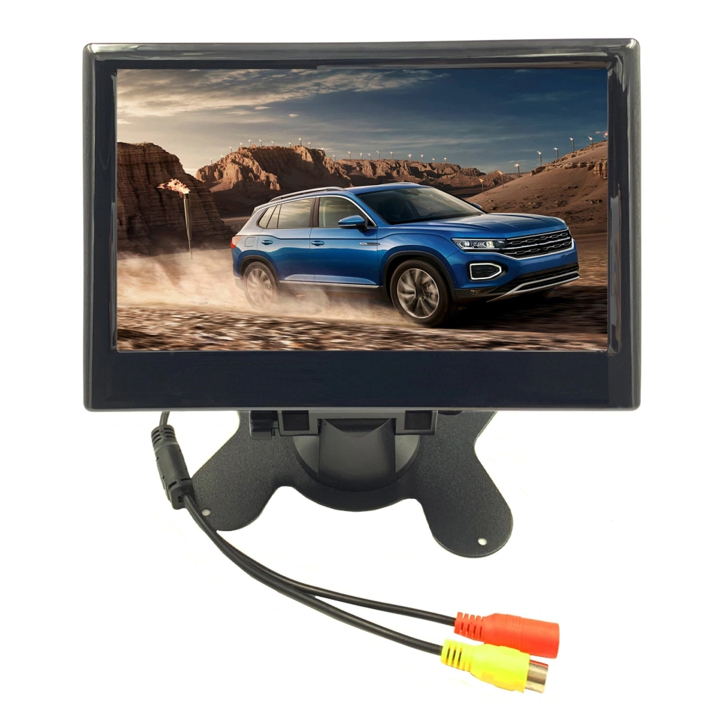 7in Car Reversing Monitor 12 to 24V 170 Degree Wide Angle Color LCD HD Two Way Video Input for Truck Trailer Van Vehicles Round Hole Camera