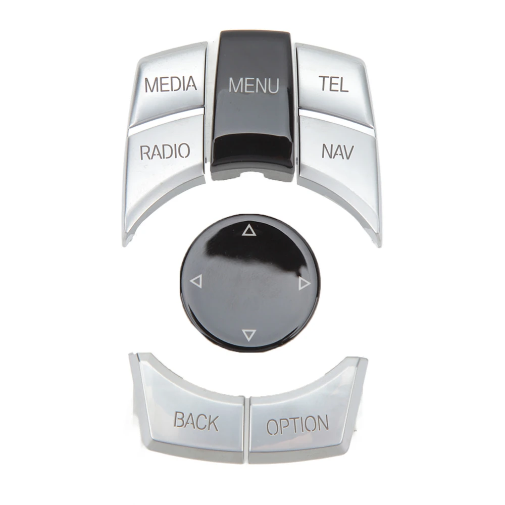 6Pcs Central Control Multimedia Button ABS Silver Plated for F20 F21 F22 F23 F87 F30 F31 F34 F35 F32 F33 F36 F82 F83 NAV-MEDIA