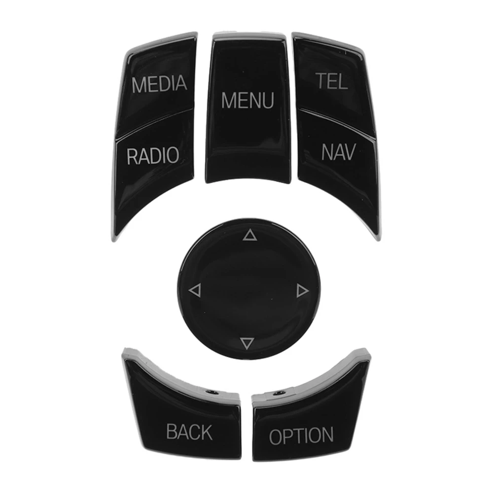 6PCS Car Multimedia Control Button Exquisite Comfortable Touch Knob Button Cover Fit For 1 3 5 6 Series Piano Black