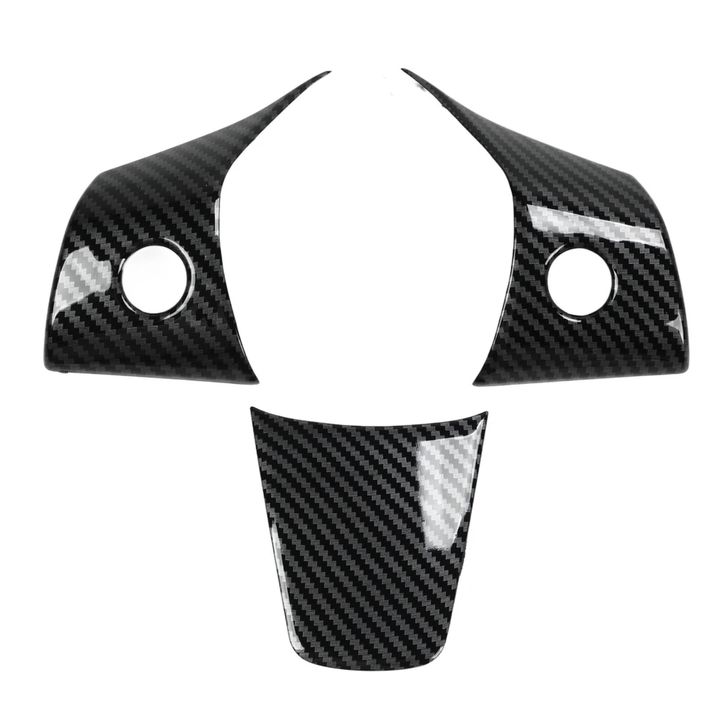 3Pcs Steering Wheel Cover Patch Interior Accessories Replacement for Tesla Model 3 Or Y 2021 to 2023 Carbon Fiber Look