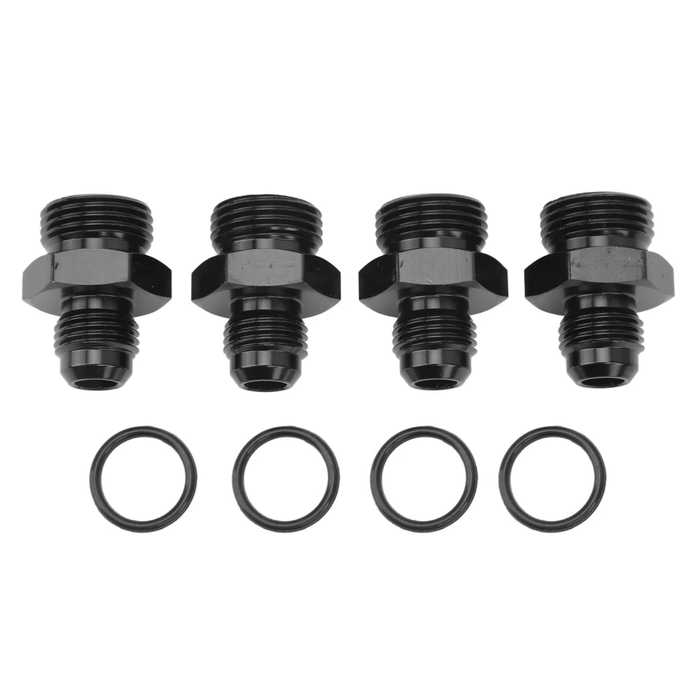 4Pcs ORB Male Fitting Aluminum Alloy 1500PSI O Ring Male Flare Adapter for Oil Cooler Fuel Pump 8AN ORB to 6AN