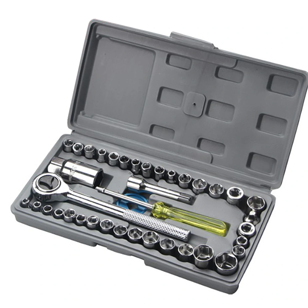 40pcs Drive Socket Wrench Set SAE Metric Sizes Multifunction Portable for Auto Repairing Household