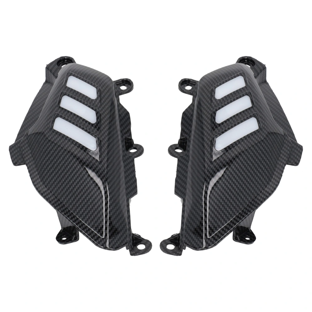 1 Pair Motorcycle Rear Side Guard Cover with LED Light Carbon Fibre Style Replacement for NMAX155 2016‑2019