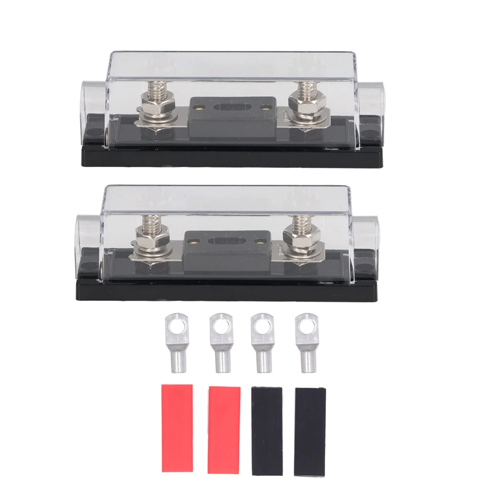 2PCS 200A 48V Fuse Holders with 4PCS Terminals 4 PCS Heat Shrinkable Tubes for Car Audio Truck RV Boat